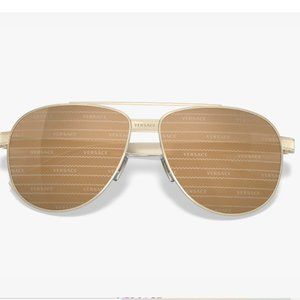 Versace Unisex Brown & Gold Aviator Sunglasses